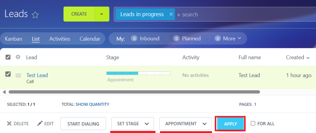 reapply the stage to the selected lead