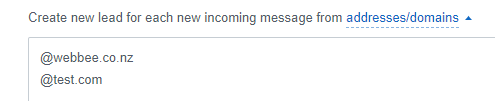 Create Leads for every incoming message from email addresses of the same domain